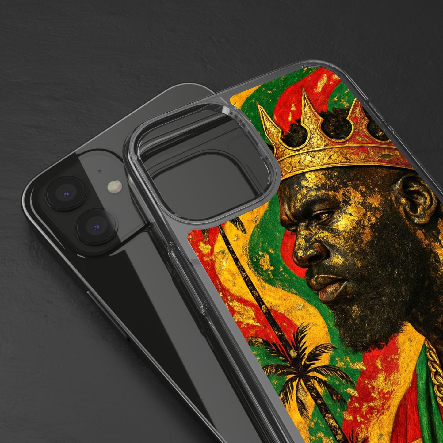 Golden King Clear Phone Case - African Empire Art Design